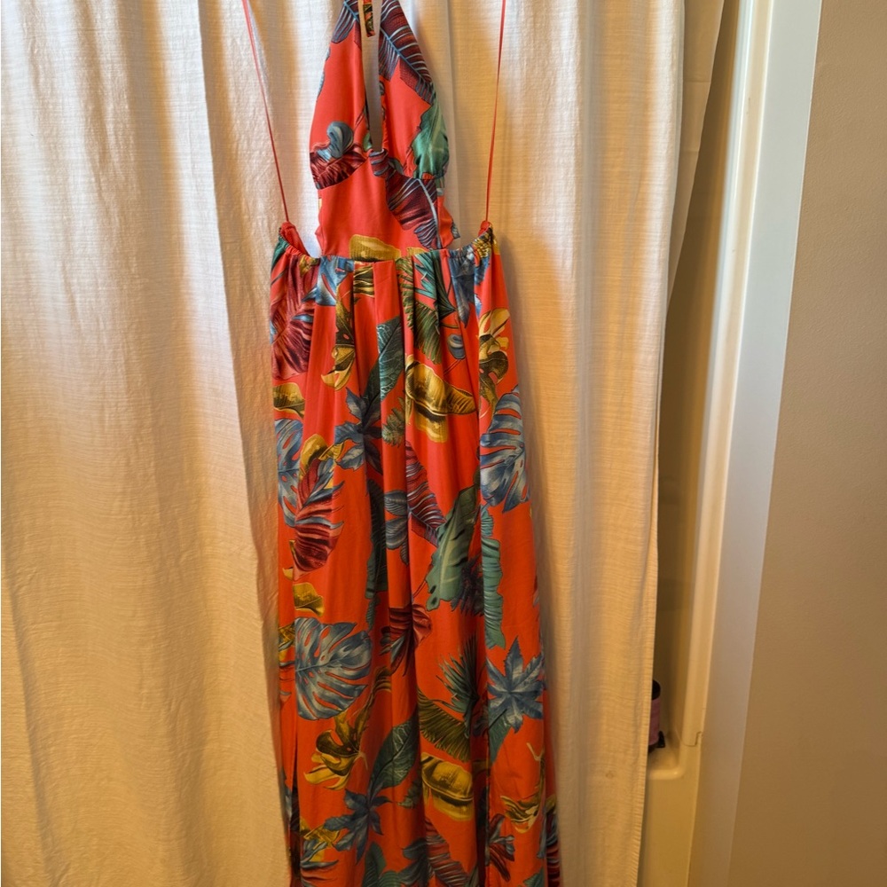 Fashion Nova Orange Tropical Print Girls Jumpsuit